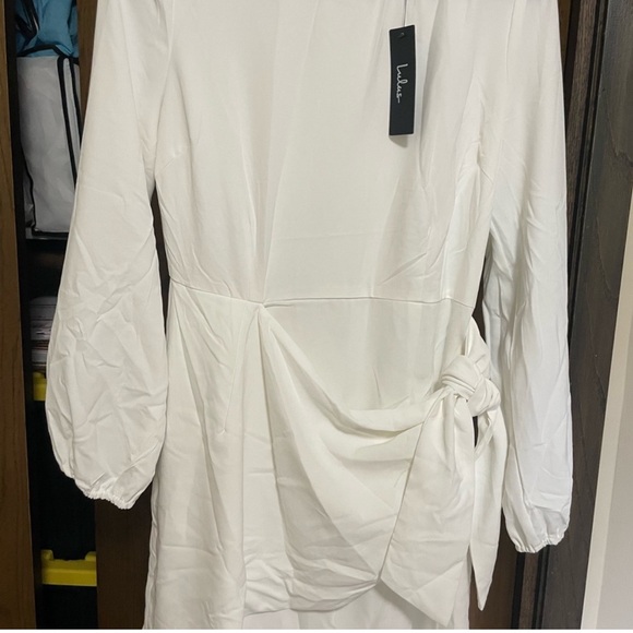 Lulu’s Believe it or Knot White Long Sleeve Tie-Front Slater Dress - Size L - Picture 6 of 7